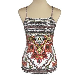 Almost Famous Orange & Brown Mandala Boho Tank, Medium (Juniors)